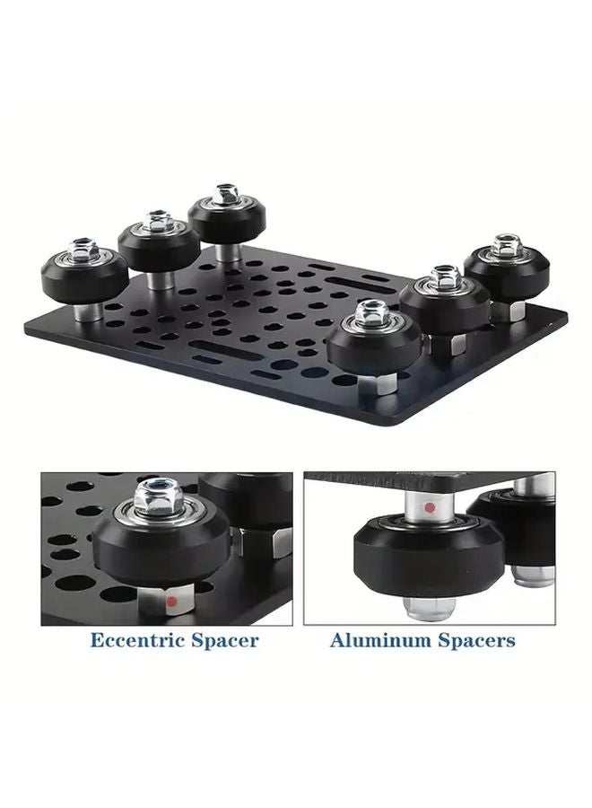 مجموعة لوحة البوابة ذات الفتحة V السوداء مع 6 عجلات لأجزاء طابعة ثلاثية الأبعاد وآلة CNC - Image 5